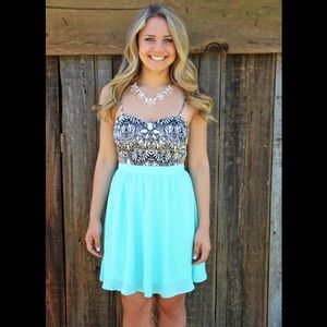 Turquoise Cut Out Dress